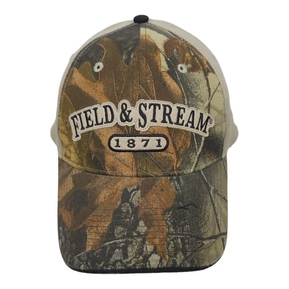 Field And Stream 1871 Camo Strapback Cap Trucker Baseball Camouflage Khaki Hat - Picture 1 of 12